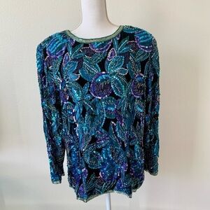 Vintage Black tie sequin Top